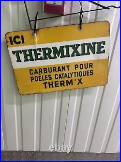 Rare French Vintage Double Sided ICI Thermixine Enamel Sign