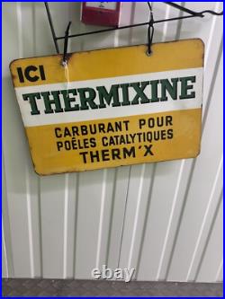 Rare French Vintage Double Sided ICI Thermixine Enamel Sign