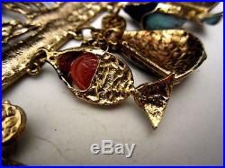 Rare Huge Vintage Signed Di' Orios Egyptian Revival Hyroglifics Necklace A6