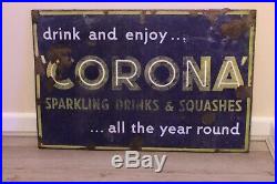 Rare Large Vintage Original CORONA Enamel Sign Circa 1940s