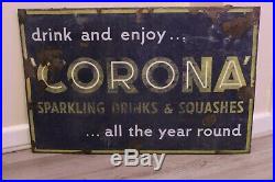 Rare Large Vintage Original CORONA Enamel Sign Circa 1940s