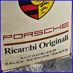 Rare Large Vintage Porsche Cushion Style Enamel Sign Ricambi Originali