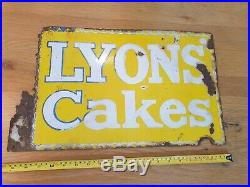 Rare Lyons Enamel Sign Cakes Coffee Tea Lipton cafe shop old vintage antique