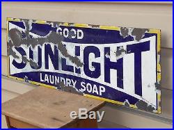 Rare Old Original Sunlight Laundry Soap Porcelain Enamel Sign Vintage Antique