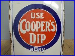 Rare Original Antique Vintage Coopers Dip Enamel Advertising Sign