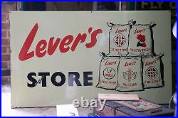 Rare Original Lever's Stores pictorial enamel sign 137cm x 82cm