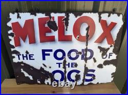 Rare Original Vintage Melox Dog Food Enamel Sign 66x46cm Jordan Bilston