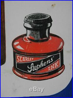 Rare Original Vintage Pictorial Stephen's Inks Enamel Advertising Sign