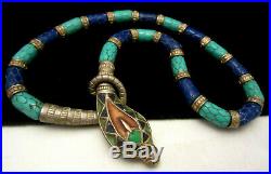 Rare Vintage 16x1 Signed Hattie Carnegie Egyptian Revival Snake Necklace A36