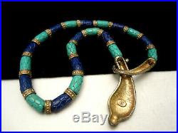 Rare Vintage 16x1 Signed Hattie Carnegie Egyptian Revival Snake Necklace A36