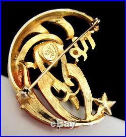 Rare Vintage 2 Signed DeNicola Enamel Jeweled Zodiac Virgo Figural Brooch Pin