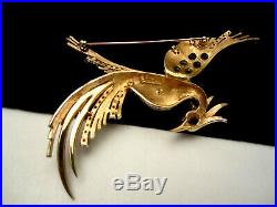 Rare Vintage 4-1/2 Signed/Numbered Boucher Jeweled Bird of Paradise Brooch Pin