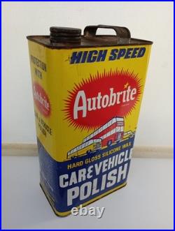Rare Vintage AUTOBRITE CAR & VEHICLE Polish 1960s Tin Can Not Oil Enamel Sign