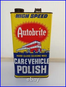 Rare Vintage AUTOBRITE CAR & VEHICLE Polish 1960s Tin Can Not Oil Enamel Sign