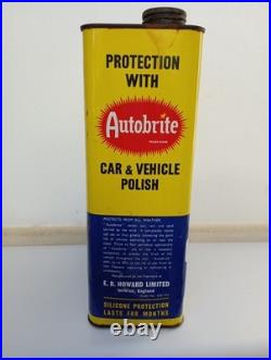 Rare Vintage AUTOBRITE CAR & VEHICLE Polish 1960s Tin Can Not Oil Enamel Sign