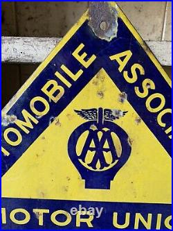 Rare Vintage Enamel Original AA & Motor Union Sign