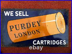 Rare Vintage Enamel Purdey Cartridges Sign