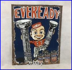 Rare Vintage Eveready Battery enamel sign 1920s
