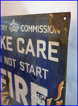Rare Vintage Forestry Commission'take Care' Fire Enamel Sign