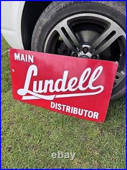 Rare Vintage Geniune Lundell Distributor Enamel Sign Tractor