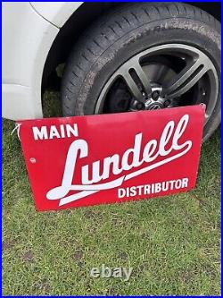 Rare Vintage Geniune Lundell Distributor Enamel Sign Tractor