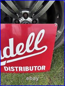 Rare Vintage Geniune Lundell Distributor Enamel Sign Tractor