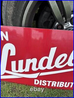 Rare Vintage Geniune Lundell Distributor Enamel Sign Tractor