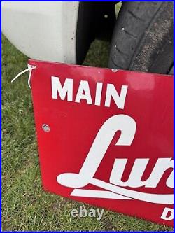 Rare Vintage Geniune Lundell Distributor Enamel Sign Tractor