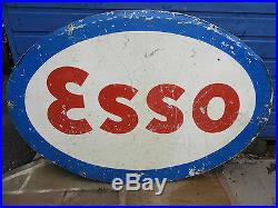 Rare Vintage Genuine Double Sided Enamel Esso Garage Advertising Sign