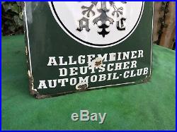 Rare Vintage German Automobile Club Porcelain Enamel Garage Sign ADAC
