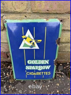Rare Vintage Golden Sparrow Cigarettes Enamel Sign Made By OGW