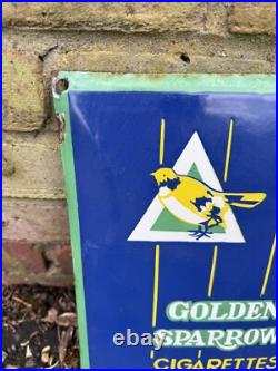 Rare Vintage Golden Sparrow Cigarettes Enamel Sign Made By OGW