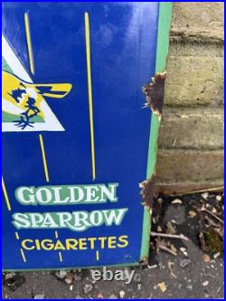 Rare Vintage Golden Sparrow Cigarettes Enamel Sign Made By OGW