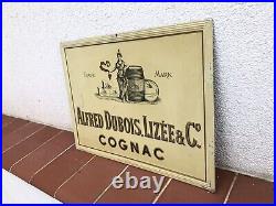 Rare Vintage Old Original 1930s Alfred Dubois Cognac Bar Tin Sign Not Enamel