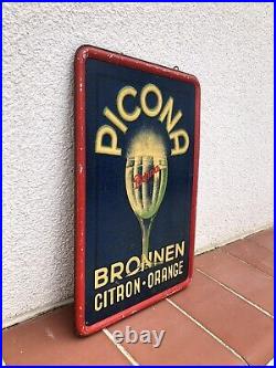 Rare Vintage Old Original 1930s PICONA Drink Bar Advertising Tin Sign Not Enamel
