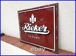 Rare Vintage Old Original 1930s Rieker Shoes Enamel Sign Large