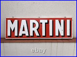 Rare Vintage Old Original 1960s Martini Bar Advertising Enamel Sign Large