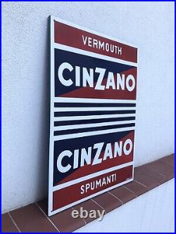 Rare Vintage Old Original Cinzano Enamel Sign Large
