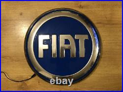 Rare Vintage Old Original FIAT Dealership Light Sign Not Enamel