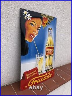 Rare Vintage Old Original Frucade Lemonade Enamel Sign
