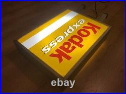 Rare Vintage Old Original Kodak Express Double Sided Light Sign Not Enamel