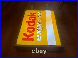 Rare Vintage Old Original Kodak Express Double Sided Light Sign Not Enamel