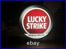Rare Vintage Old Original Lucky Strike Cigarettes Racing Light Sign Not Enamel