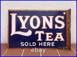 Rare Vintage Old Original Lyons Tea Double Sided Enamel Sign