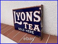 Rare Vintage Old Original Lyons Tea Double Sided Enamel Sign