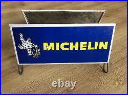 Rare Vintage Old Original Michelin Tin Tyre Advertising Stand Holder Not Enamel