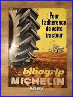 Rare Vintage Old Original Michelin Tractor Bibagrip Tin Sign Not Enamel