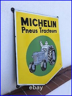 Rare Vintage Old Original Michelin Tractor Enamel Sign Large Version