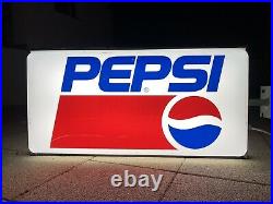 Rare Vintage Old Original PEPSI Cola Advertising Light Sign Not Enamel Large