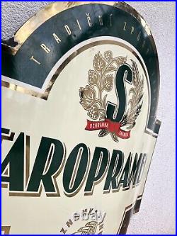 Rare Vintage Old Original Staropramen Lager Beer Enamel Sign Large